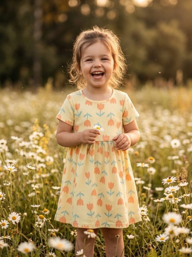 Dress Anak Permpuan Motif Tulip